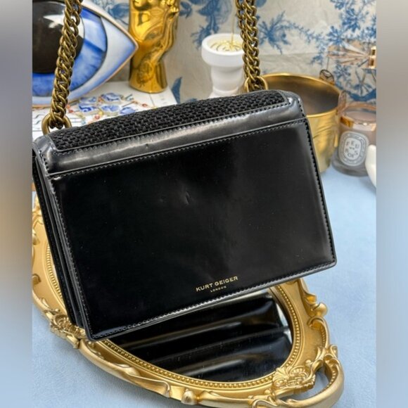🆕 KURT GEIGER LONDON 🧿 NWOT Black Tweed Shoreditch Crossbody Bag - Picture 7 of 16